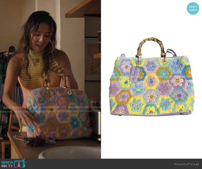 MC2 Saint Barth Handmade Tiles Crochet Bag worn by Mindy Chen (Ashley Park) on Emily in Paris