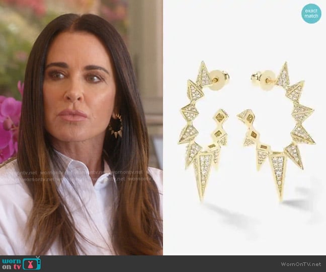Melinda Maria Gabriella's Big Sista Pavé Hoops worn by Kyle Richards on The Real Housewives of Beverly Hills