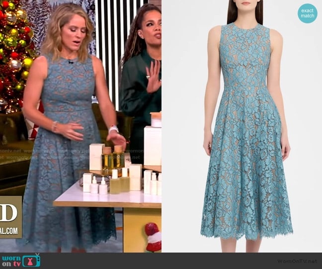 Sara’s blue floral lace dress on The View Sara’s blue floral lace dress on The View