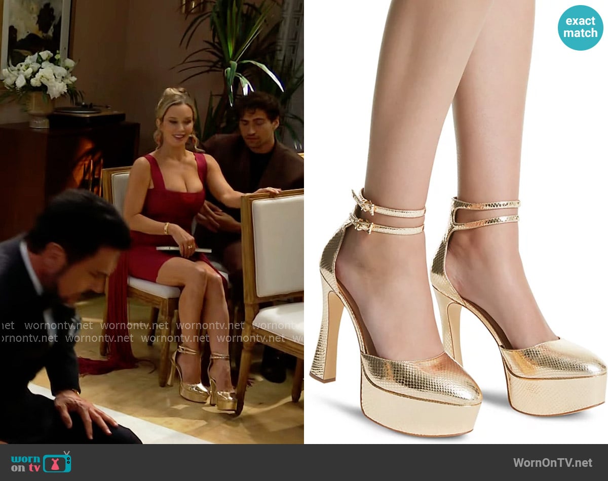 MICHAEL Michael Kors Martina Ankle-Strap Platform Pumps worn by Donna Logan (Jennifer Gareis) on The Bold and the Beautiful