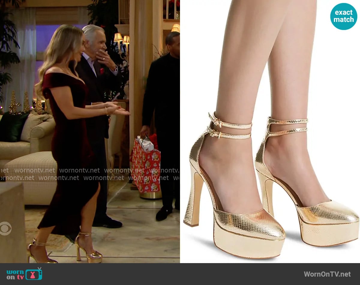 MICHAEL Michael Kors Martina Ankle-Strap Platform Pumps worn by Donna Logan (Jennifer Gareis) on The Bold and the Beautiful
