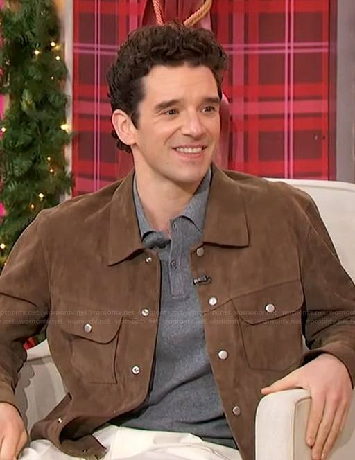 Michael Urie’s brown suede jacket on Sherri