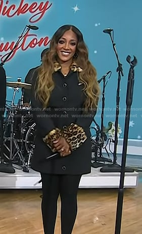 Mickey Guyton's black blazer dress with leopard collar and cuff on Today