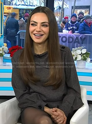 Mila Kunis’s grey fold neck top and shorts on Today