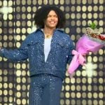 Miles Moon's blue sequin jacket and pants on Tamron Hall Show