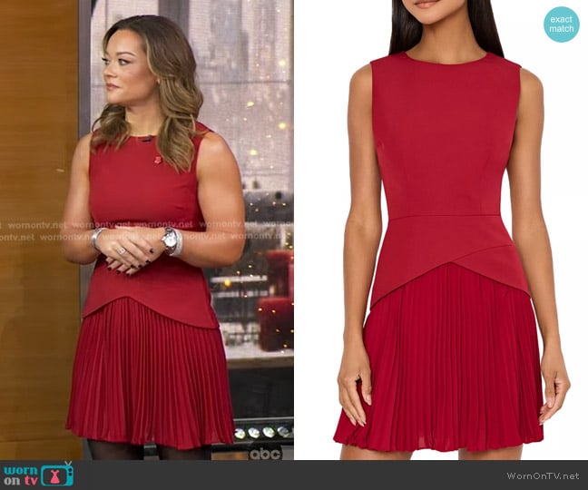 Haley Anderson’s red pleated mini dress on GMA