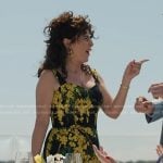 Bianca’s black and yellow floral print dress on Emily in Paris