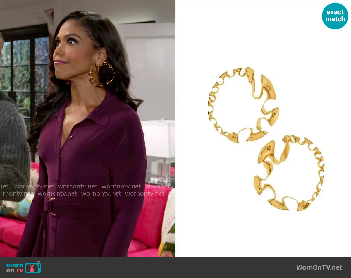 Misho Winter Flower Hoops worn by Dani Dupree (Karla Mosley) on Beyond the Gates