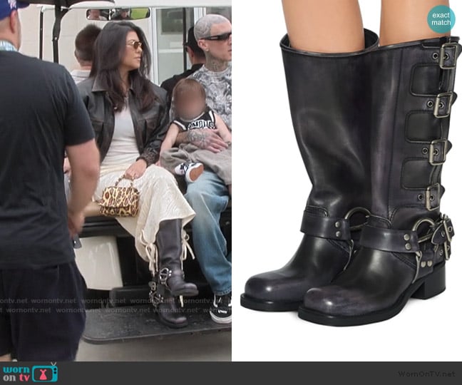 Miu Miu Buckle-detail leather boots worn by Kourtney Kardashian (Kourtney Kardashian) on The Kardashians