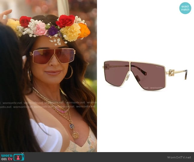 Miu Miu Square Sunglasses worn by Kyle Richards on The Real Housewives of Beverly Hills