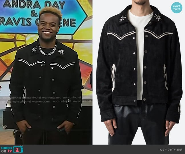 mnml Embellished Western Faux Suede Jacket worn by Travis Greene on Today