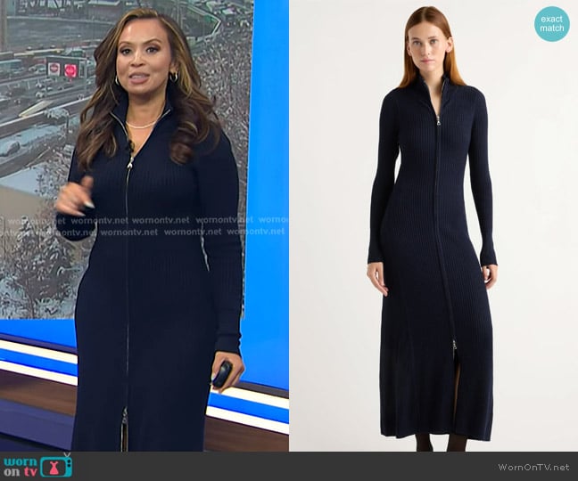 Modern Citizen Janne Ribbed Two-Way Zip Sweater Dress worn by Adelle Caballero on Today