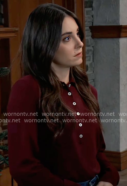 Molly’s dark red polo shirt on General Hospital