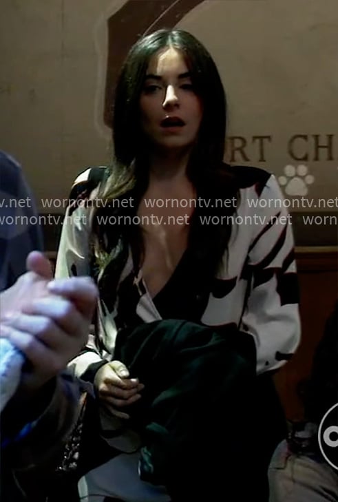 Molly’s printed wrap dress on General Hospital