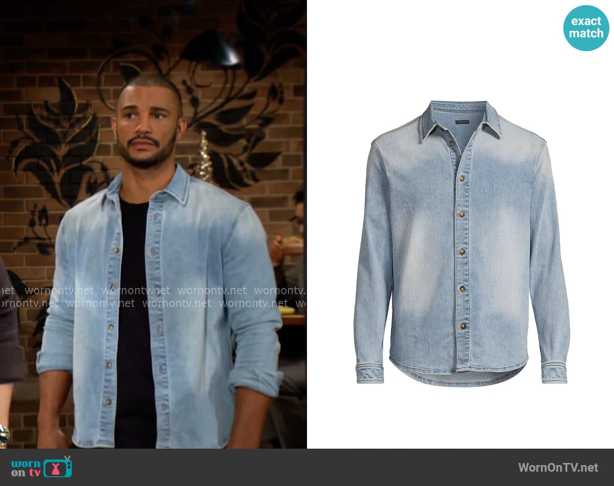 Monfrere Flynn San Vicente Denim Button-Down Shirt worn by Holden Novak (Nathan Owens) on The Young and the Restless