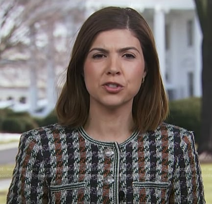 Monica Alba's houndstooth jacket on NBC News Daily