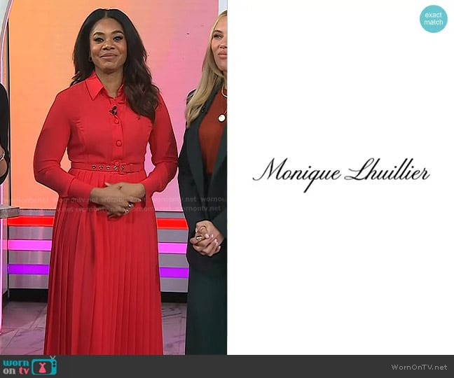 Monique Lhuillier Pleated Crepe Dress worn by Regina Hall on Today