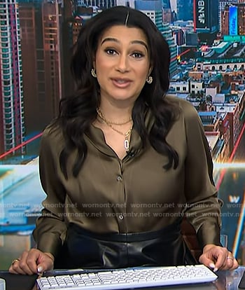 Morgan’s olive green satin shirt on NBC News Daily