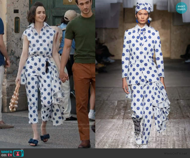Moschino 2025 Overlay Skirt worn by Emily Cooper (Lily Collins) on Emily in Paris