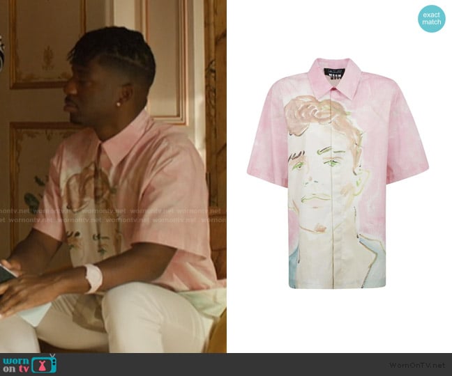 MSGM Luke Edward Hall Illustration Shirt worn by Julien (Samuel Arnold) on Emily in Paris