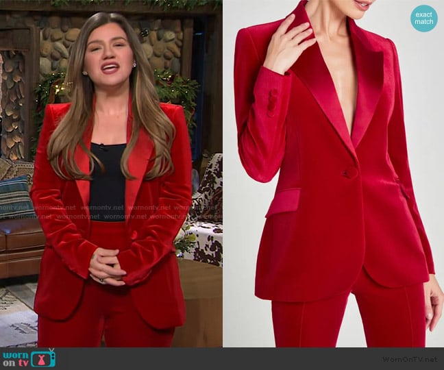 Kelly’s red velvet blazer on The Kelly Clarkson Show Kelly’s red velvet blazer on The Kelly Clarkson Show