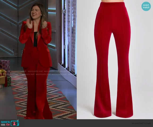 Kelly’s red velvet pants on The Kelly Clarkson Show Kelly’s red velvet pants on The Kelly Clarkson Show