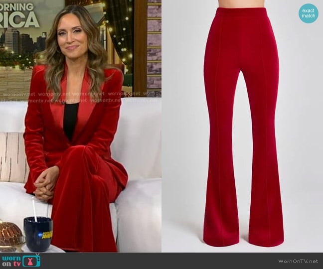 Rhiannon’s red velvet pants on Good Morning America