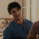 Nicolas’s blue ribbed polo on Emily in Paris