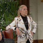 Nikki’s belt and chain print blazer on The Young and the Restless