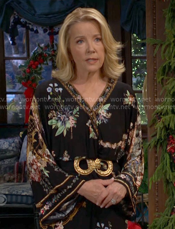 Nikki's black floral dress on The Young and the Restless