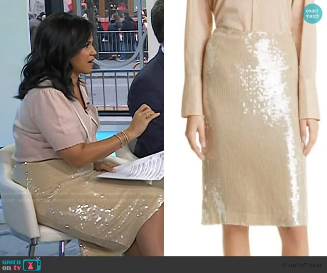 Nili Lotan Bonne Sequin Skirt worn by Laura Jarrett on Today