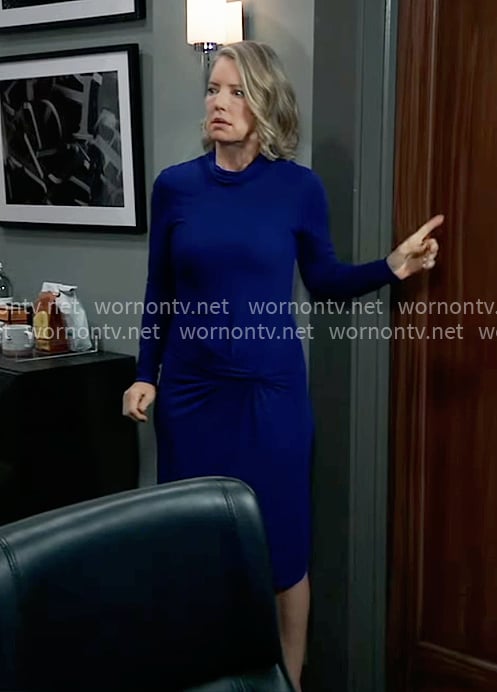 Nina's blue twist front dress on General Hospital
