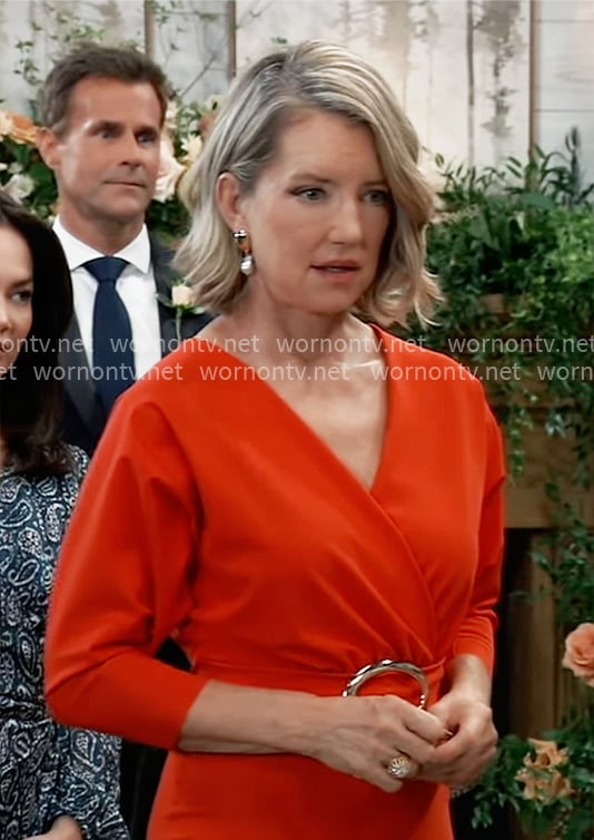 Nina’s red belted dress on General Hospital