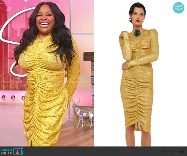 Norma Kamali LS V Neck Shirred Front Dress worn by Sherri Shepherd on Sherri