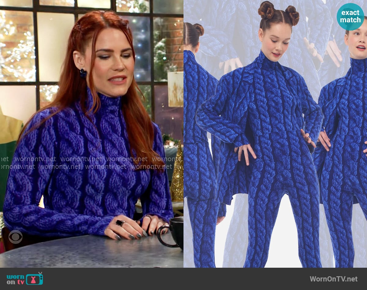 Norma Kamali Resort 2023 Collection Top worn by Sally Spectra (Courtney Hope) on The Young and the Restless