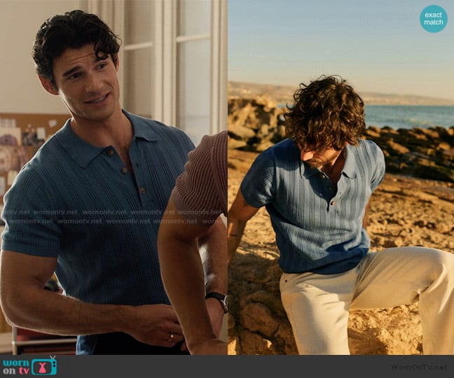 Octobre Rio Knit Polo worn by Nicolas de Léon (Paul Forman) on Emily in Paris