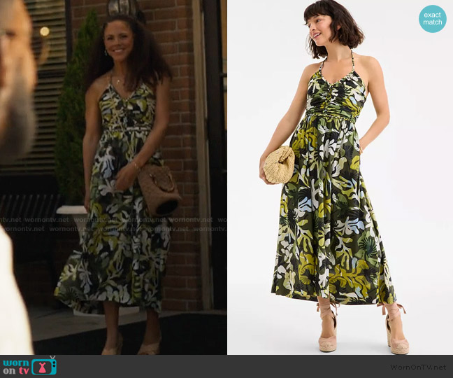 On 34th  Braided-Trim Halter Maxi Dress worn by Penelope ( Lenora Crichlow) on Bel-Air