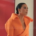 Allura’s orange wrap dress on Alls Fair