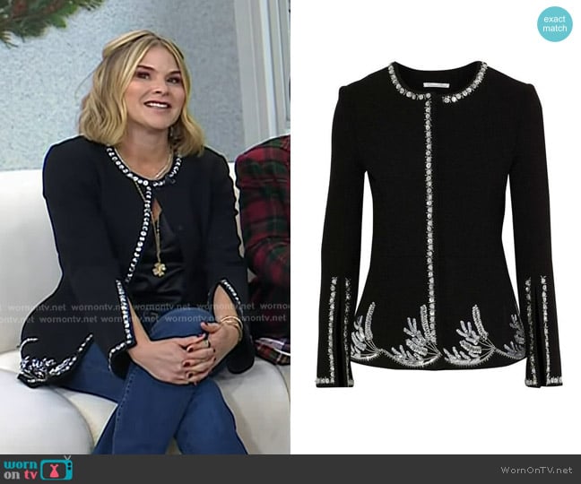 Oscar de la Renta Black Silk Jacket with Sequins worn by Jenna Bush Hager on Today