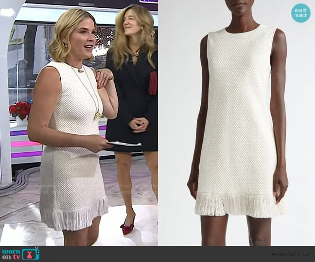 Oscar de la Renta Fringe Sequin Tweed Minidress worn by Jenna Bush Hager on Today