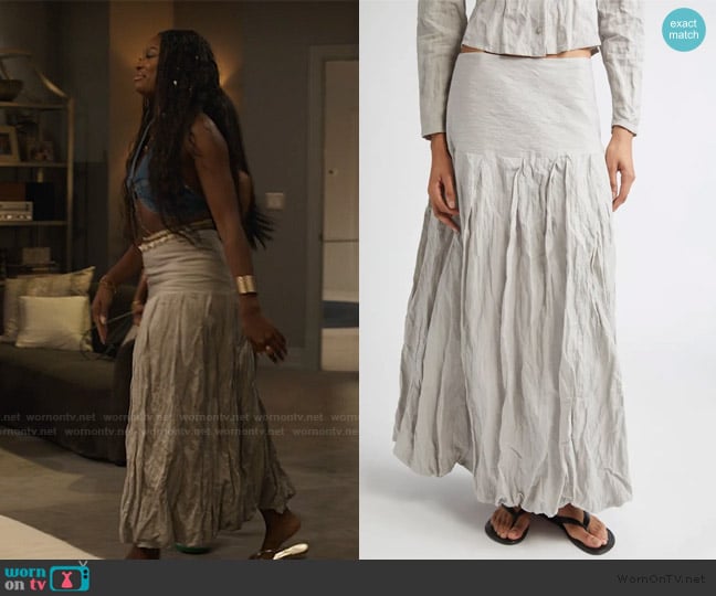 Paloma Wool Sluto Crinkled Skirt worn by Hilary Banks (Coco Jones) on Bel-Air