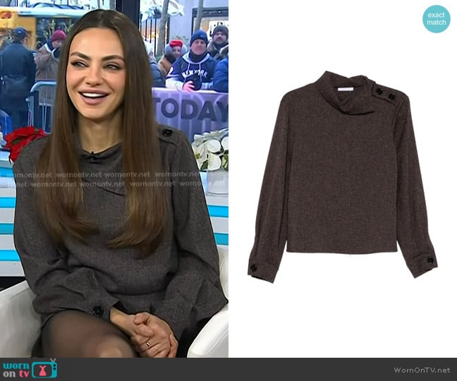Mila Kunis’s grey fold neck top on Today Mila Kunis’s grey fold neck top on Today