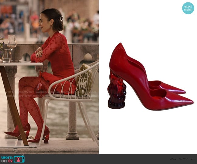 Paul Andrew Glass Pumps worn by Emily Cooper (Lily Collins) on Emily in Paris