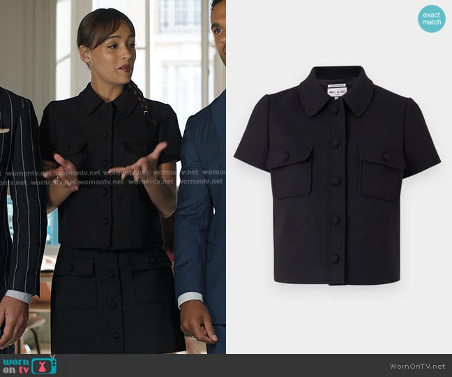 Paul & Joe Capucin Blouse in Nori worn by Genevieve (Thalia Besson) on Emily in Paris