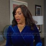 Paulina’s blue velvet wrap dress on Days of our Lives