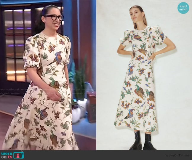Petite Cherie Birdie Linen Midi Dress worn by Gesine Bullock-Prado on The Kelly Clarkson Show