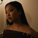 Peyton’s black chain detail top on Elsbeth