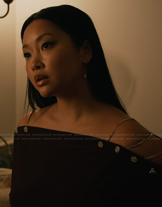 Peyton's black chain detail top on Elsbeth