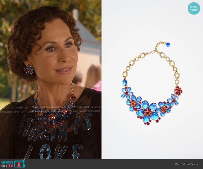 Philippe Ferrandis Sofia Bouquet of Flowers Necklace worn by Princess Jane (Minnie Driver) on Emily in Paris