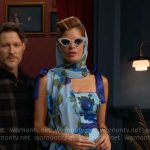 Phyllis’s blue rose print retro dress on The Young and the Restless